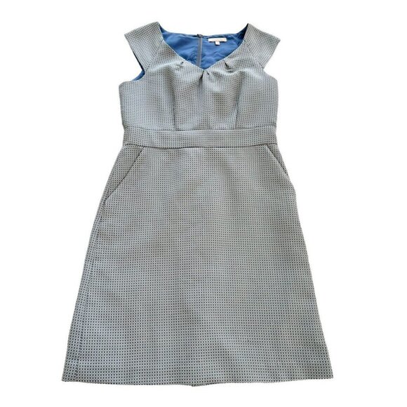 Banana Republic Woman's Sz 14 Light Blue w/ White Dots Sleeveless Sheath Dress - Picture 10 of 10
